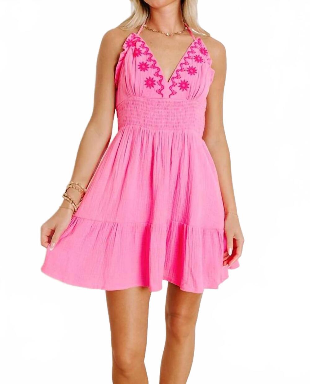 NEW VERY J fiesta summer dress in pink